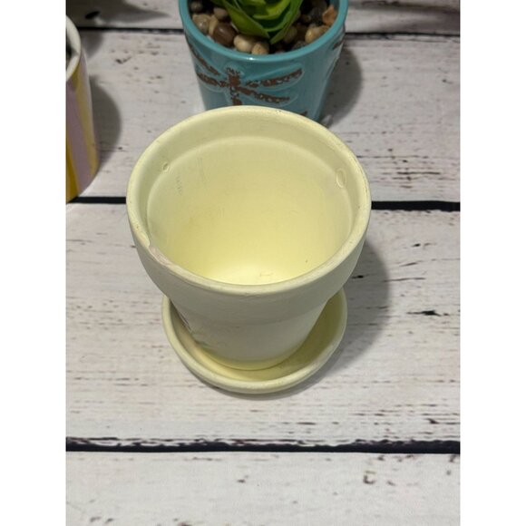 Hand-Painted Ceramic Flower Pot With Saucer - Picture 4 of 11